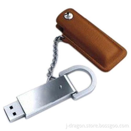 Secure USB Flash Memory with Leather Sheath, 1 to 32GB Capacity and 10-year Data Retention
